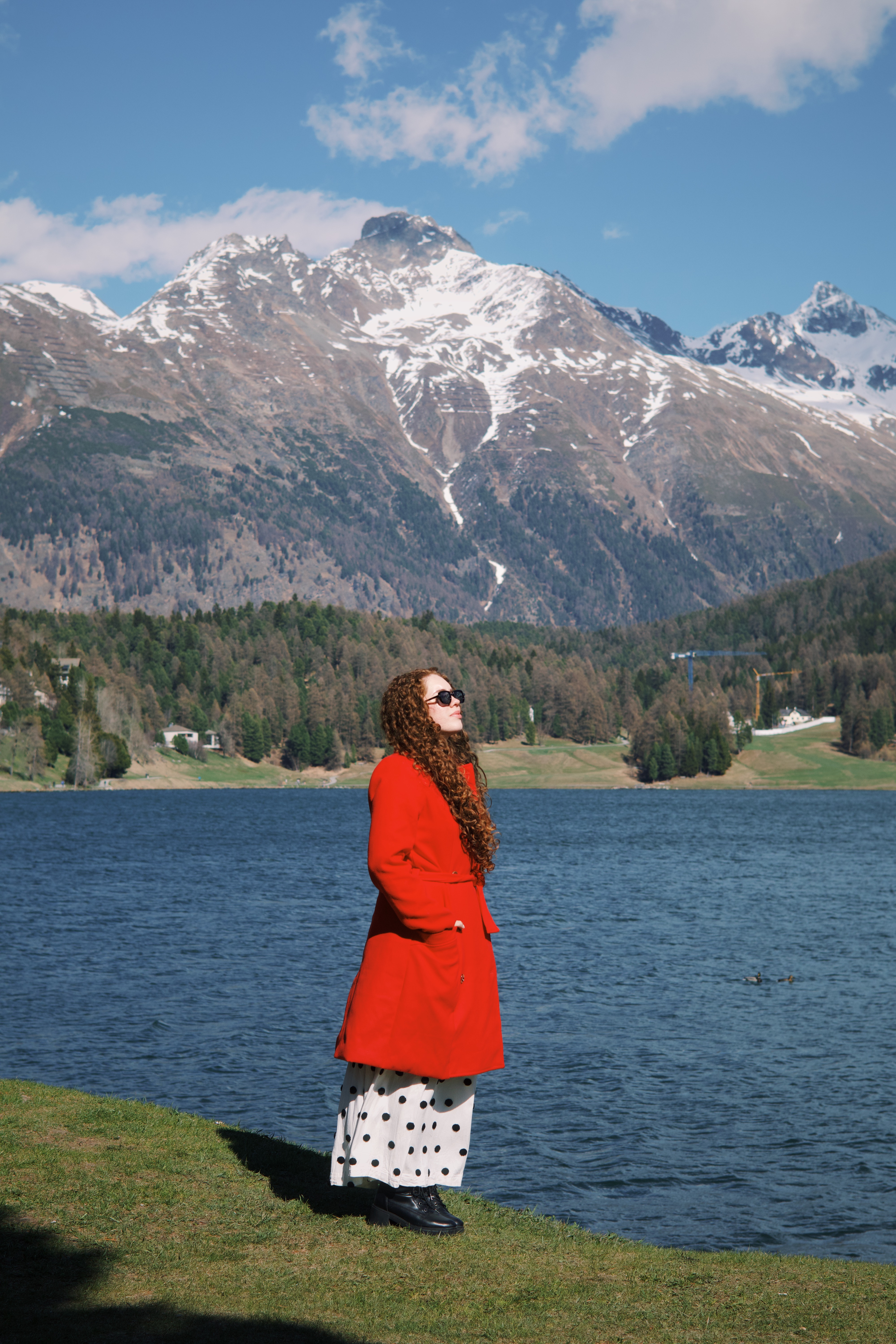 Paisagem de St. Moritz em fotografia em preto e branco